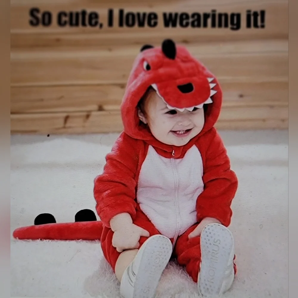 NWT Baby Dinasaur Animal Toddler Dress Up Onsie Costume Bunting 2 way zip